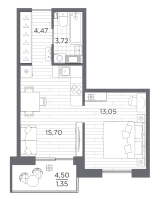 2 ккв (Евро) № 181 Корп.: 611 , Секция 5  в ЖК Сезоны