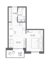 2 ккв (Евро) № 165 Корп.: 611 , Секция 5  в ЖК Сезоны