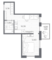 2 ккв (Евро) № 180 Корп.: 611 , Секция 5  в ЖК Сезоны