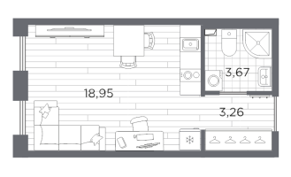 Студия № 5 Корп.: 611 , Секция 1  в ЖК Сезоны