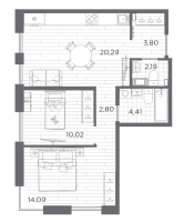 3 ккв (Евро) № 11 Корп.: 611 , Секция 1  в ЖК Сезоны