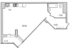 1 ккв № 22/1-11дп Корп.: 2-20 , Секция 1  в ЖК Шекспир