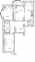 3 ккв № 4/3-6 Корп.: 2-22 , Секция 1  в ЖК Шекспир