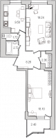 2 ккв № 23/2-8в Корп.: 2-20 , Секция 1  в ЖК Шекспир
