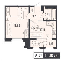 1 ккв № 174, Секция 2  в ЖК Shepilevskiy