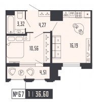 2 ккв (Евро) № 67, Секция 1  в ЖК Shepilevskiy