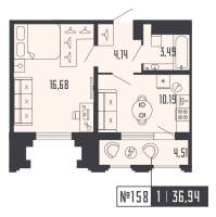 1 ккв № 158, Секция 2  в ЖК Shepilevskiy