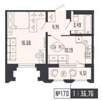 1 ккв № 170, Секция 2  в ЖК Shepilevskiy