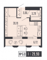 Студия № 68, Секция 1  в ЖК Shepilevskiy
