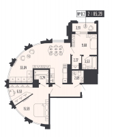 3 ккв (Евро) № 82, Секция 1  в ЖК Shepilevskiy