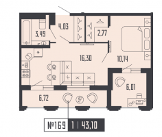 2 ккв (Евро) № 169, Секция 2  в ЖК Shepilevskiy