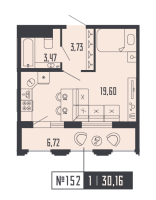 Студия № 152, Секция 2  в ЖК Shepilevskiy