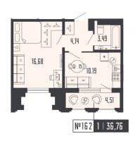 1 ккв № 162, Секция 2  в ЖК Shepilevskiy