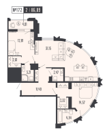 3 ккв (Евро) № 172, Секция 2  в ЖК Shepilevskiy