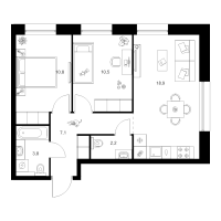 3 ккв (Евро) № 6.3.2 Корп.: 2 , Секция 6  в ЖК Шкиперский 19