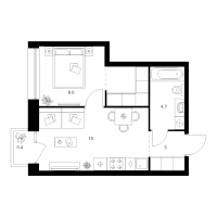 2 ккв (Евро) № 5.12.5 Корп.: 2 , Секция 5  в ЖК Шкиперский 19