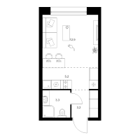 Студия № 7.8.6 Корп.: 2 , Секция 7  в ЖК Шкиперский 19