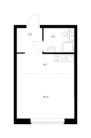 Студия № 4.12.7 Корп.: 1 , Секция 4  в ЖК Шкиперский 19