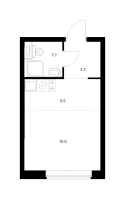 Студия № 7.8.4 Корп.: 1 , Секция 7  в ЖК Шкиперский 19