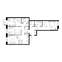 4 ккв (Евро) № 1.3.10 Корп.: 2 , Секция 1  в ЖК Шкиперский 19