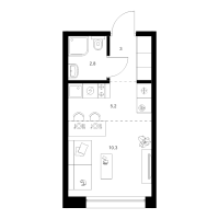 Студия № 2.1.2 Корп.: 2 , Секция 2  в ЖК Шкиперский 19