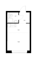 Студия № 10.11.3 Корп.: 1 , Секция 10  в ЖК Шкиперский 19
