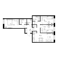 4 ккв (Евро) № 5.1.4 Корп.: 2 , Секция 5  в ЖК Шкиперский 19