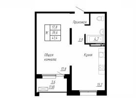 1 ккв № 391 Корп.: 9 , Секция 5  в ЖК Сибирь