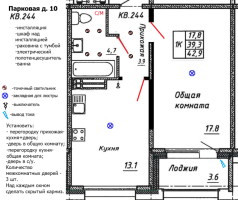 1 ккв № 244 Корп.: 10 , Секция 4  в ЖК Сибирь