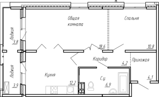 2 ккв № 87 Корп.: 8 , Секция 2  в ЖК Сибирь