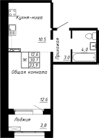 1 ккв № 11 Корп.: 10 , Секция 1  в ЖК Сибирь