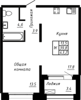 2 ккв (Евро) № 189 Корп.: 10 , Секция 4  в ЖК Сибирь