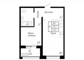 2 ккв (Евро) № 425 Корп.: 9 , Секция 6  в ЖК Сибирь