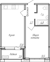 2 ккв (Евро) № 68 Корп.: 8 , Секция 1  в ЖК Сибирь