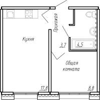 2 ккв (Евро) № 84 Корп.: 8 , Секция 2  в ЖК Сибирь
