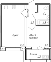 2 ккв (Евро) № 21 Корп.: 8 , Секция 1  в ЖК Сибирь