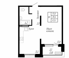 1 ккв № 253 Корп.: 9 , Секция 3  в ЖК Сибирь