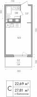 Студия № 763 Корп.: 3 , Секция 3  в ЖК Simple