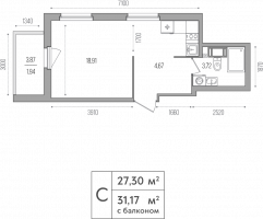 Студия № 896 Корп.: 4 , Секция 4  в ЖК Simple