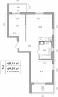 3 ккв (Евро) № 1052 Корп.: 4 , Секция 4  в ЖК Simple