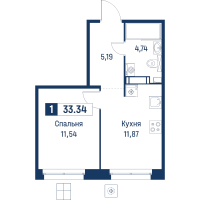 1 ккв № 102 Корп.: 6 , Секция 1  в ЖК Символист