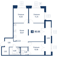 4 ккв (Евро) № 192 Корп.: 6 , Секция 1  в ЖК Символист