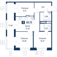 3 ккв № 172 Корп.: 6 , Секция 1  в ЖК Символист