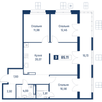 4 ккв (Евро) № 140 Корп.: 6 , Секция 1  в ЖК Символист