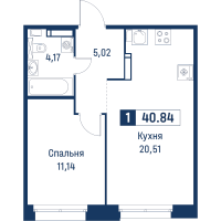 2 ккв (Евро) № 184 Корп.: 6 , Секция 1  в ЖК Символист