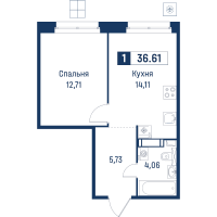 1 ккв № 37 Корп.: 6 , Секция 1  в ЖК Символист