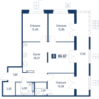 4 ккв (Евро) № 98 Корп.: 6 , Секция 1  в ЖК Символист