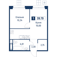 2 ккв (Евро) № 164 Корп.: 6 , Секция 1  в ЖК Символист