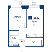2 ккв (Евро) № 189 Корп.: 6 , Секция 1  в ЖК Символист