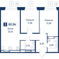 3 ккв (Евро) № 139 Корп.: 6 , Секция 1  в ЖК Символист